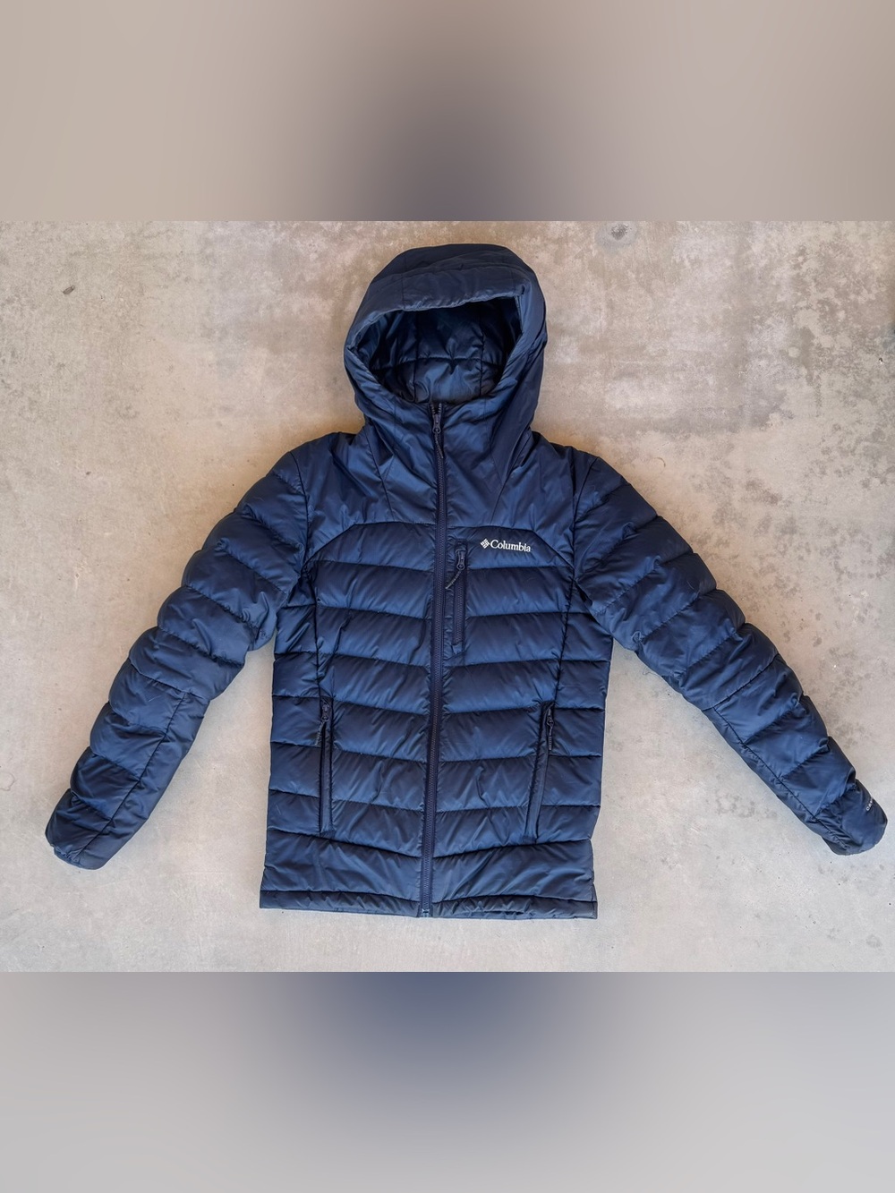 COLUMBIA Omni-Heat Autumn Park Down Hooded Winter Jacket/Coat Collegiate Navy S